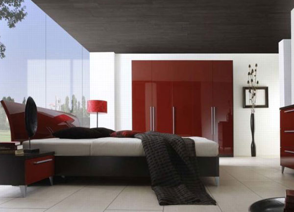 Không gian phòng ngủ đẹp với tone màu đỏ vui tươi, thi công đẹp