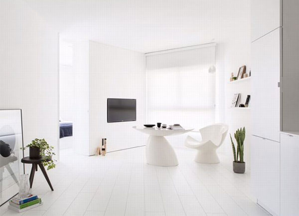 Ý tưởng thiết kế căn hộ 42 mét với tone màu trắng sáng