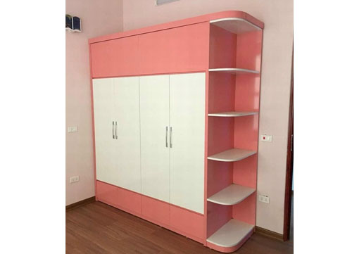 Mẫu tủ quần áo gỗ màu hồng giá rẻ tại nội thất Bình Dương