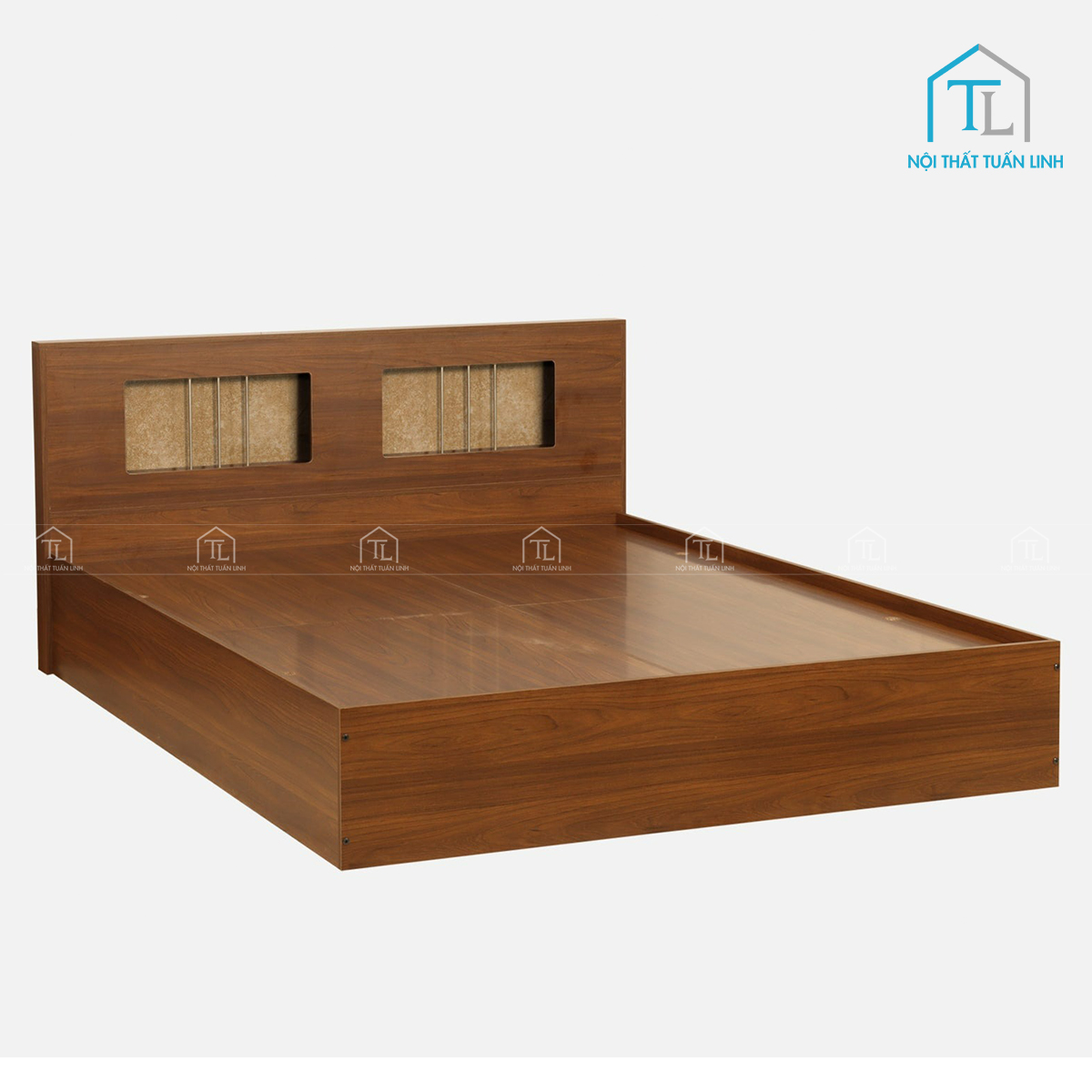 Giường đôi gỗ công nghiệp vân gỗ hiện đại