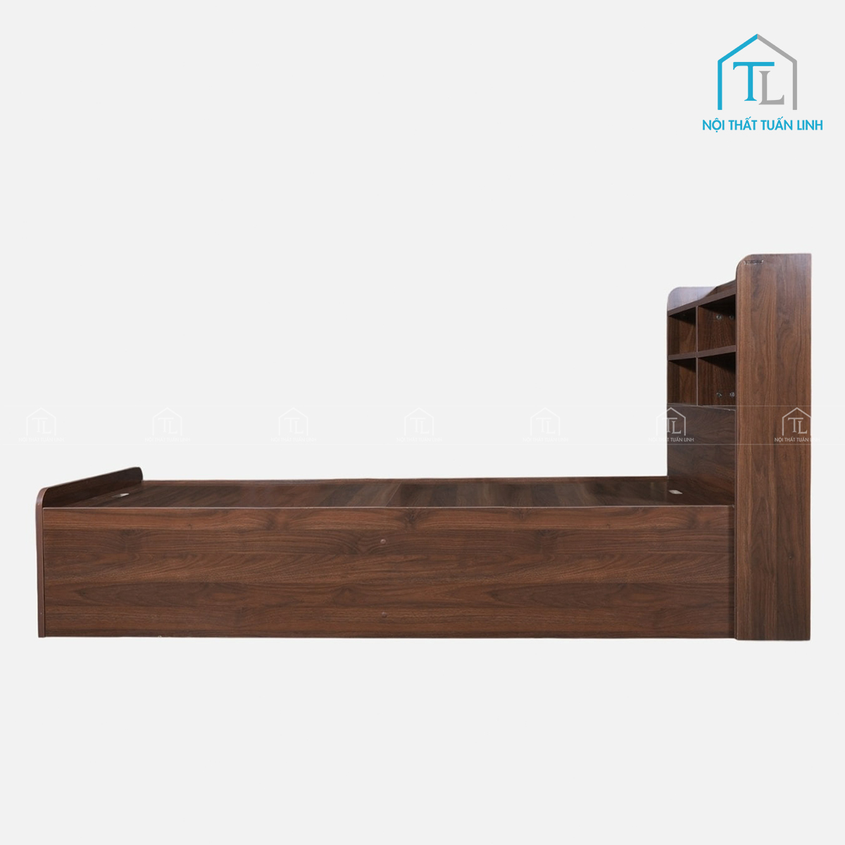 Giường đơn gỗ công nghiệp vân gỗ óc chó tiện lợi