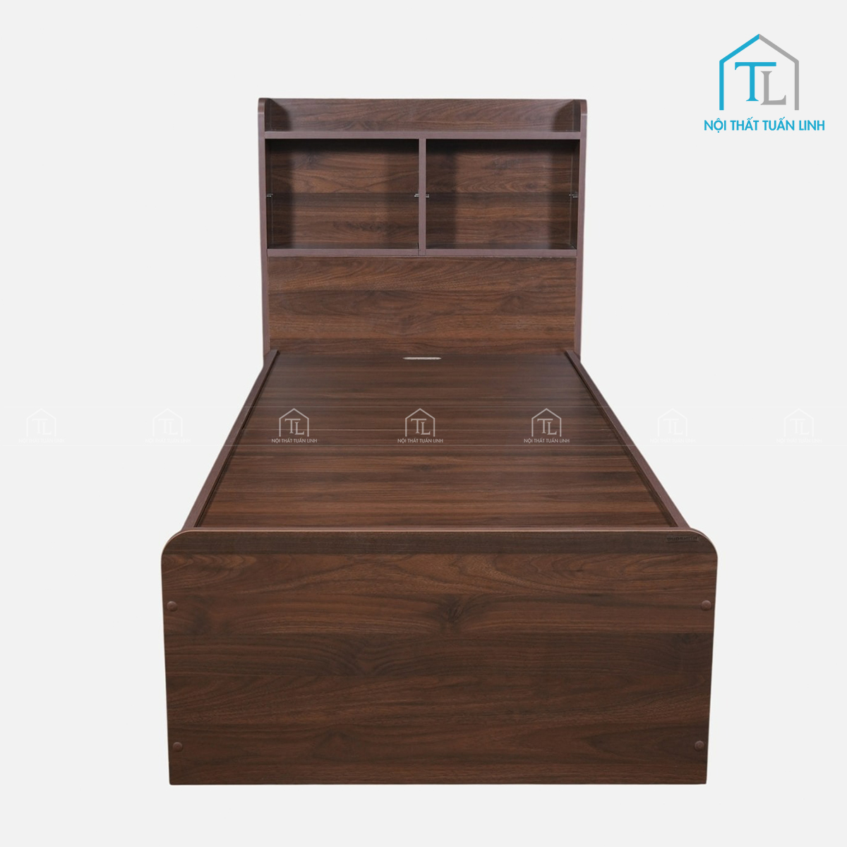 Giường đơn gỗ công nghiệp vân gỗ óc chó tiện lợi