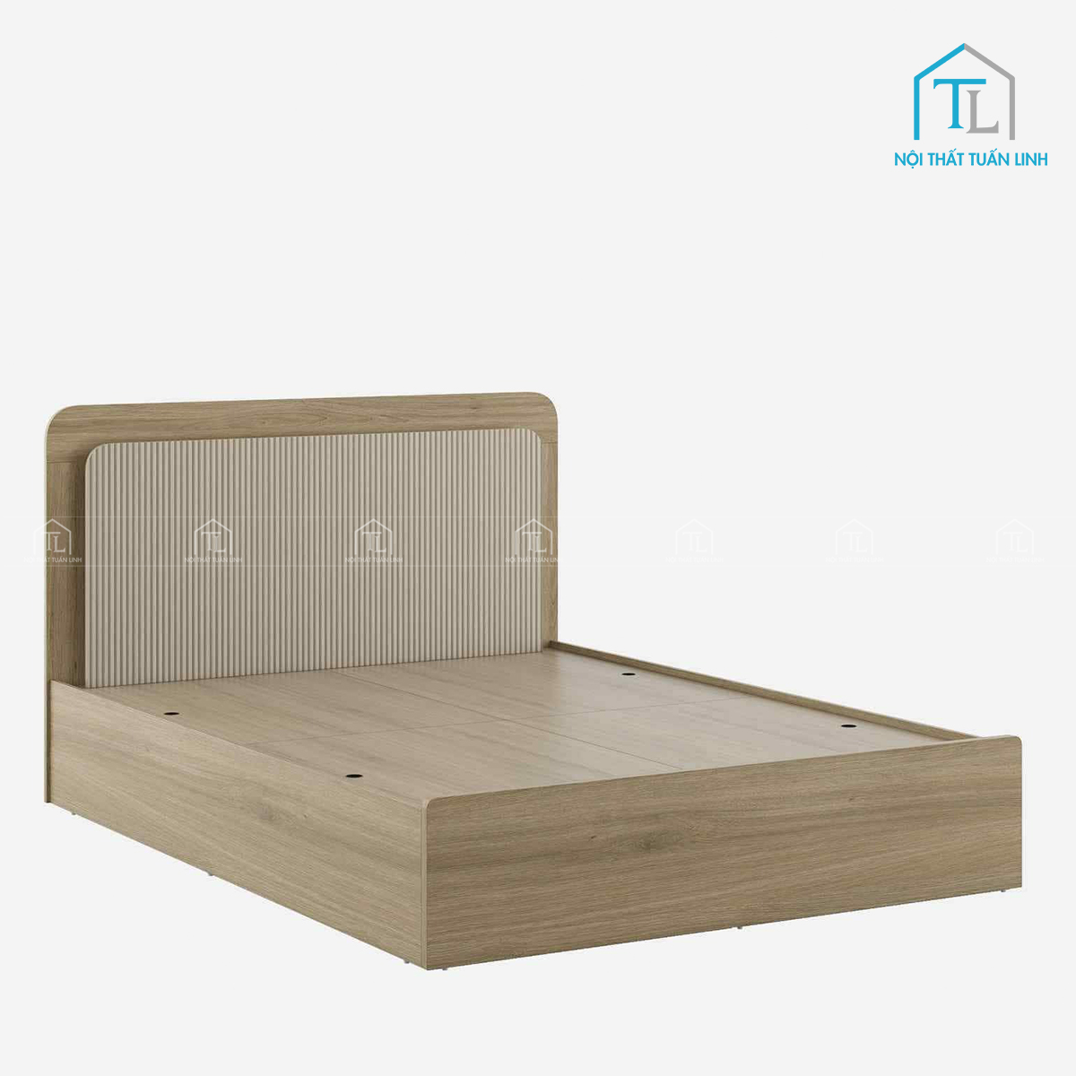 Giường ngủ gỗ công nghiệp có hộc chứa đồ màu vân gỗ sồi hiện đại