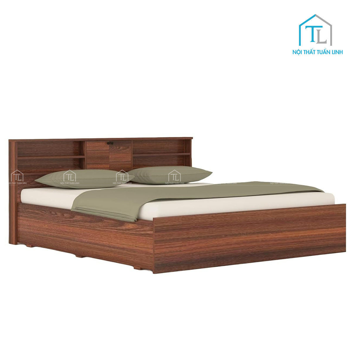 Giường ngủ gỗ công nghiệp có hộc lưu trữ thiết kế hiện đại