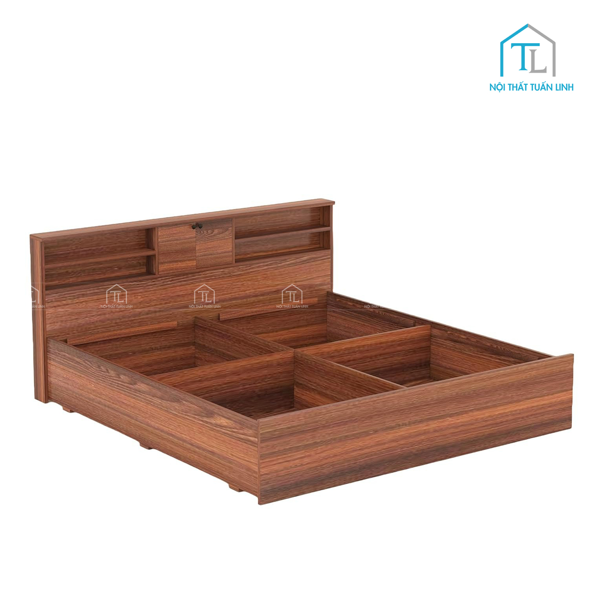 Giường ngủ gỗ công nghiệp có hộc lưu trữ thiết kế hiện đại