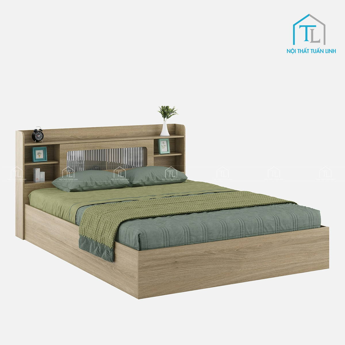 Giường ngủ gỗ công nghiệp có hộc chứa thiết kế hiện đại