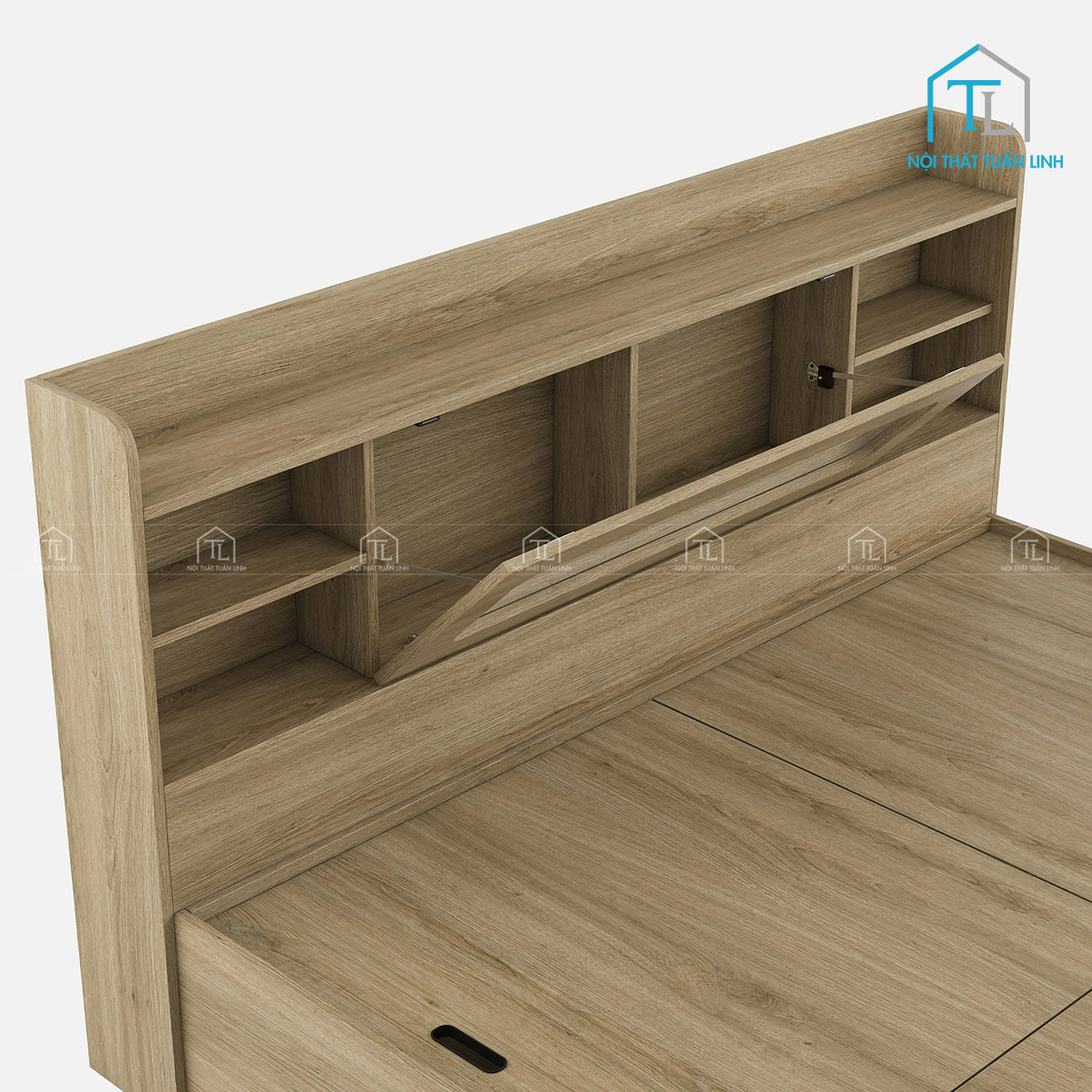 Giường ngủ gỗ công nghiệp có hộc chứa thiết kế hiện đại