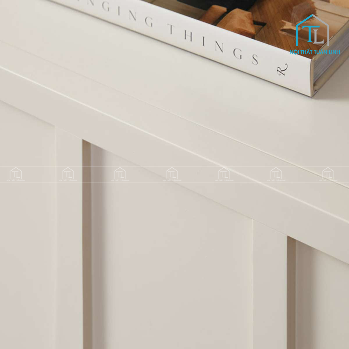 Tủ đầu giường MDF sơn màu be phong cách hiện đại