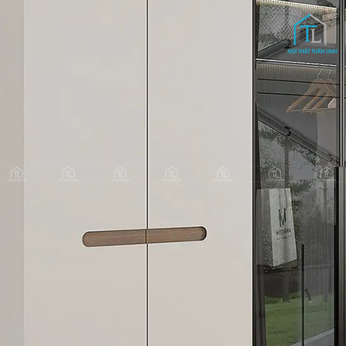 Tủ quần áo cánh kính tối màu kết hợp gỗ MDF 6 cánh thiết kế hiện đại cao cấp