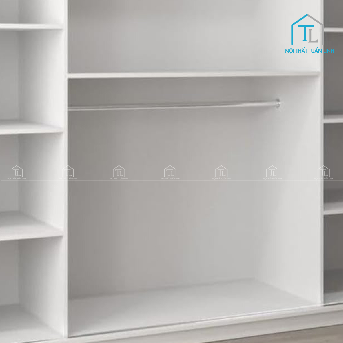 Tủ quần áo cửa lùa gỗ MDF có gương thiết kế hiện đại màu trắng cho phòng ngủ