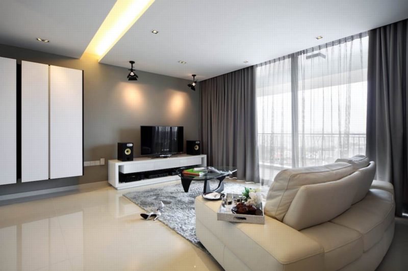 Thiết kế nội thất phòng khách căn hộ tối giản 2