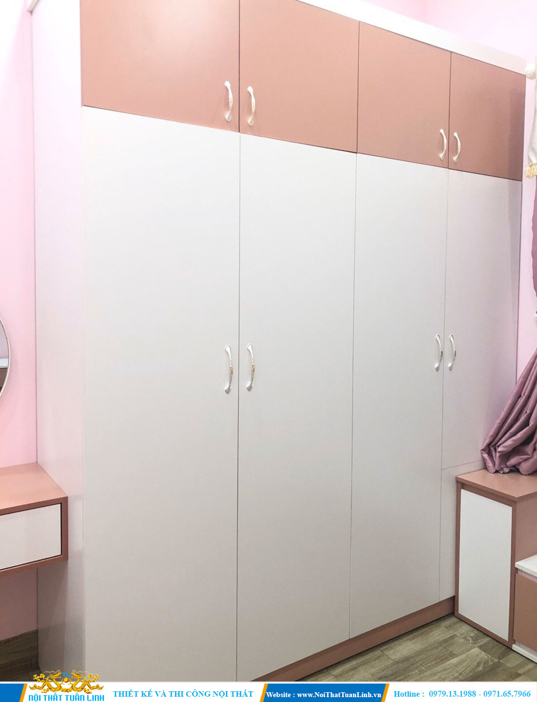 Thiết kế thi công nội thất phòng ngủ với tone màu hồng nhẹ nhàng 7