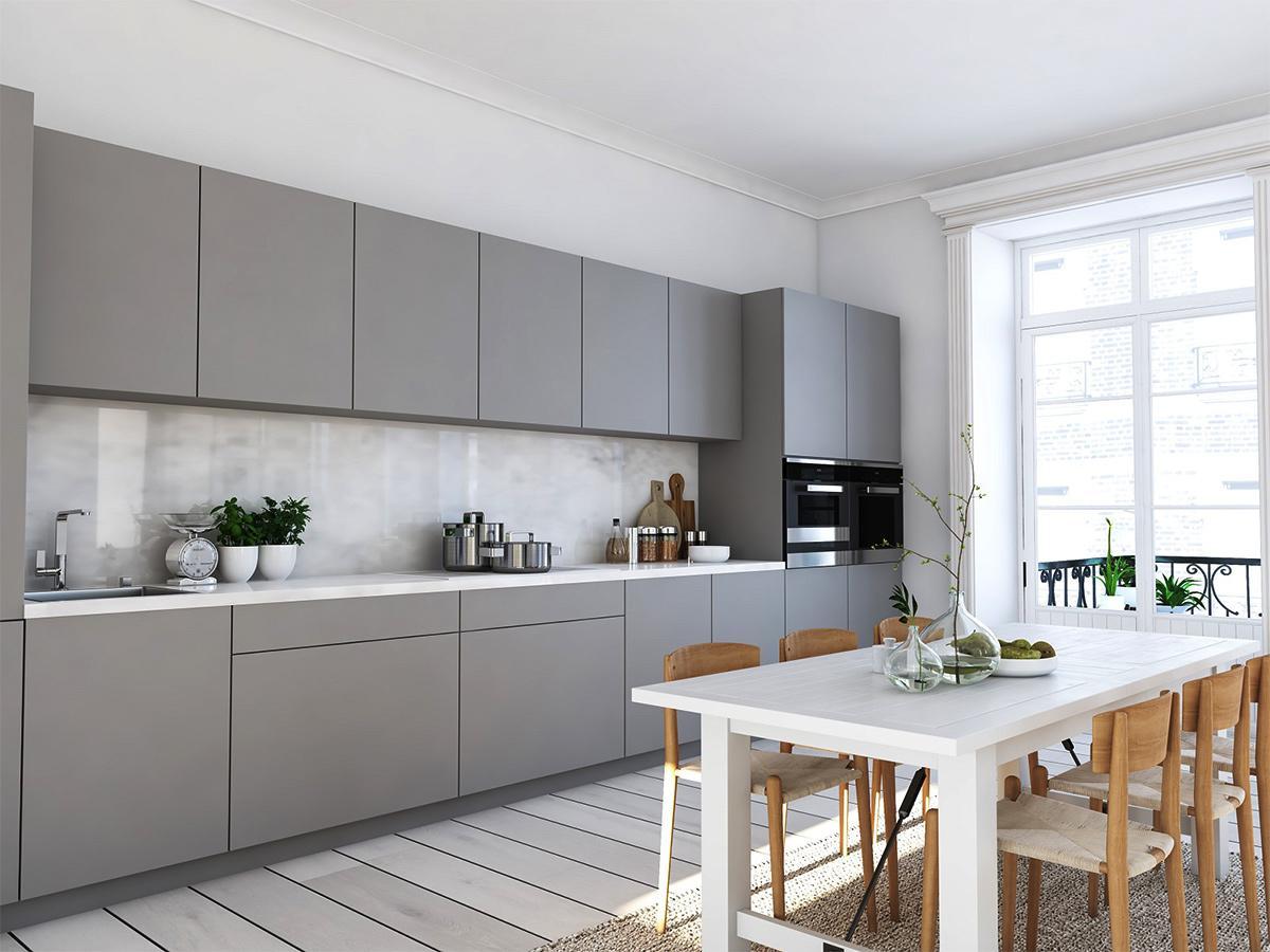 Ý tưởng thiết kế nội thất không gian căn bếp tuyệt đẹp tông màu Xám
