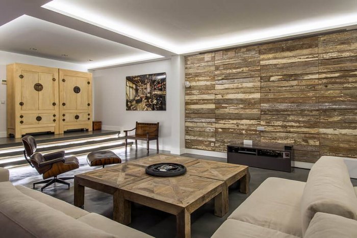 thiết kế nội thất tường gỗ hiện đại