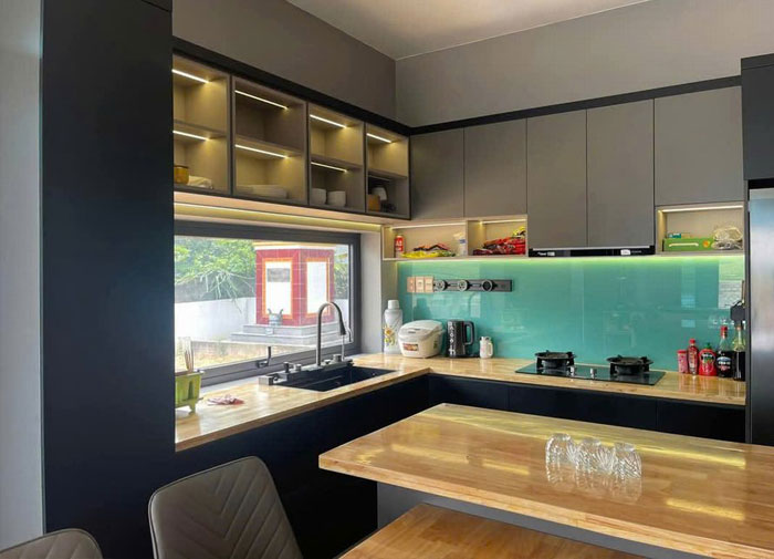 Thiết kế thi công nội thất tủ bếp nhà phố căn hộ tại Bình Dương