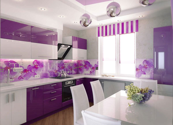 Thiết kế nhà bếp đẹp với sắc tím,báo giá thi công nhà bếp xinh