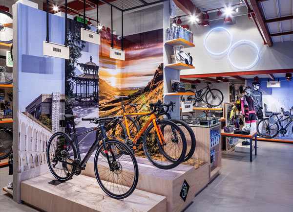 Thiết kế nội thất showroom trưng bày xe đạp