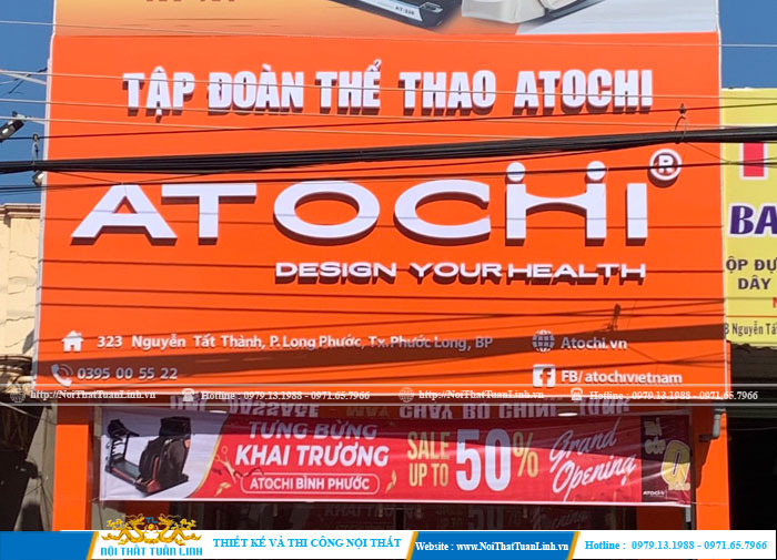 Thiết kế thi công bảng hiệu mặt tiền shop thời trang ATOCHI