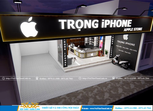 Thiết kế thi công showroom điện thoại Trọng Iphone Bình Dương