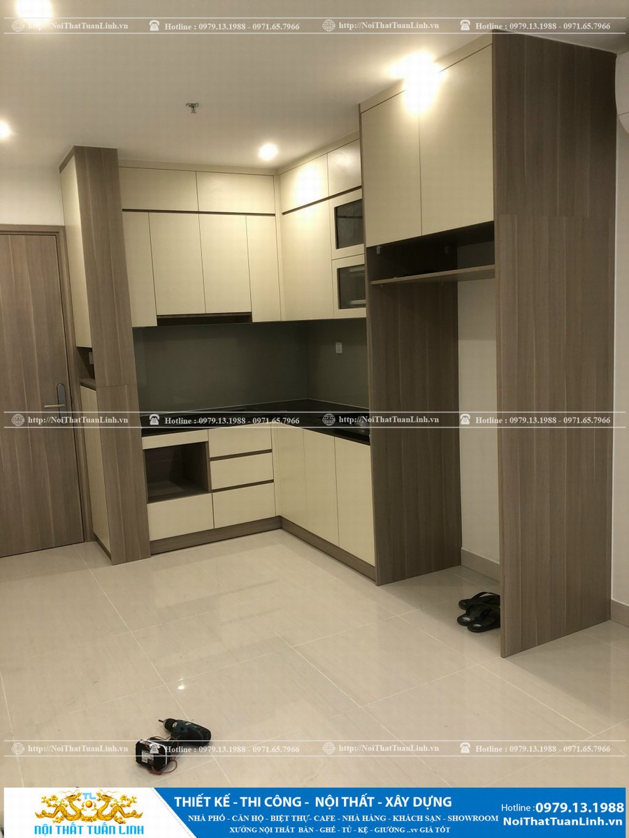 Thi công tủ bếp nhà phố,chung cư nhỏ gọn 1