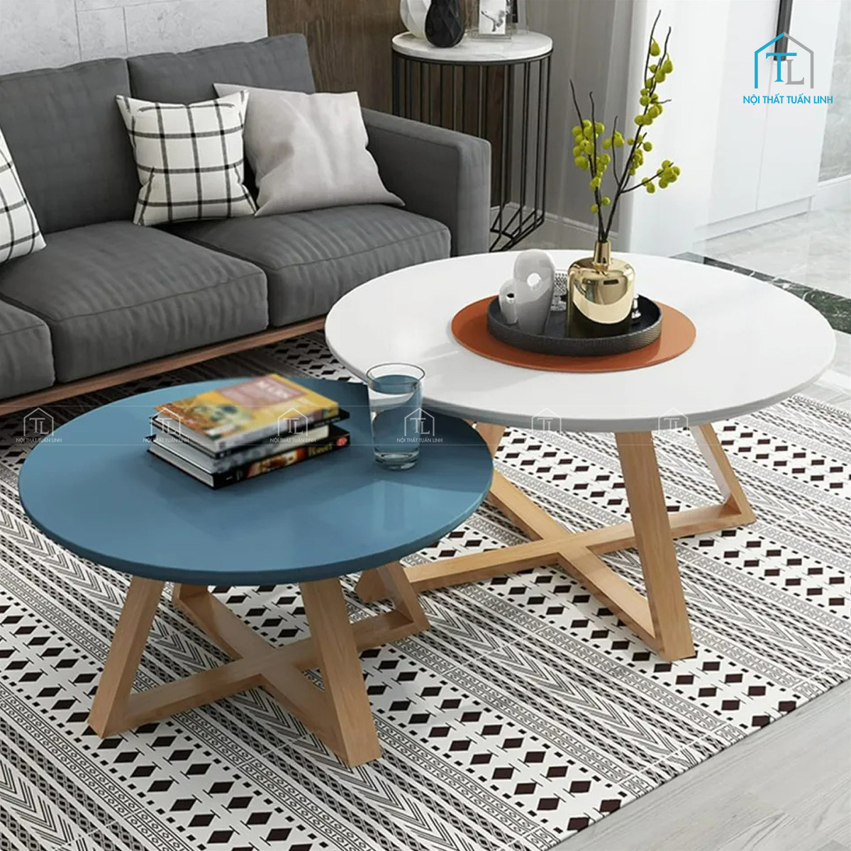 Bàn trà tròn gỗ thiết kế đơn giản hiện đại, giá tốt