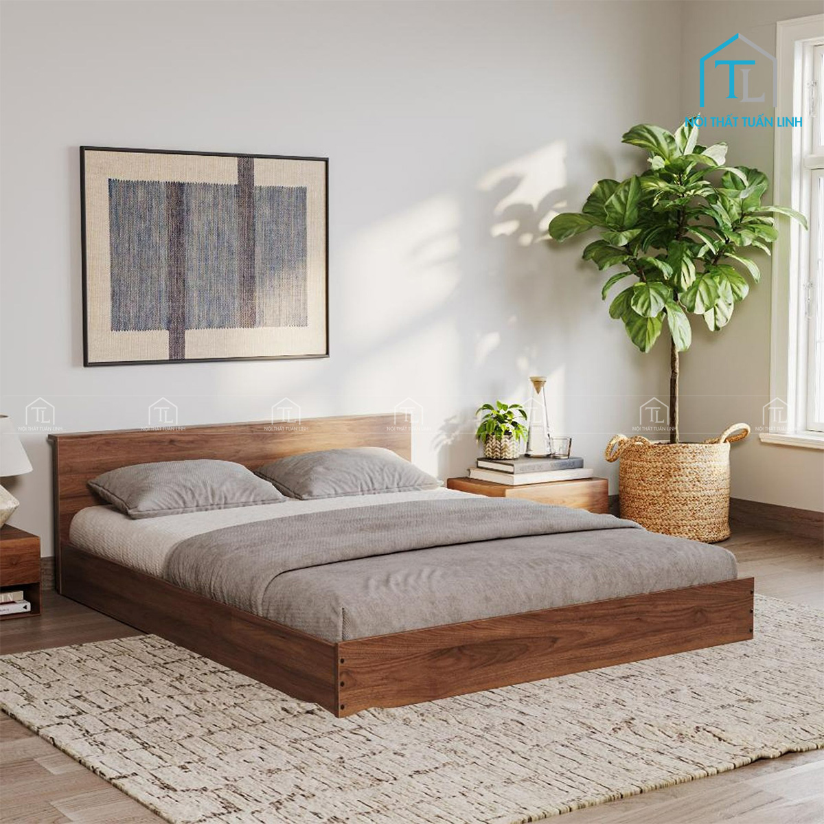 Giường ngủ gỗ công nghiệp phong cách hiện đại