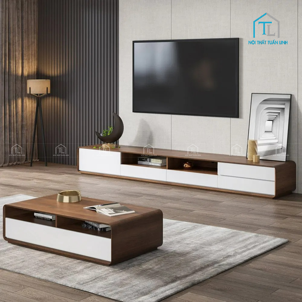 Kệ tivi gỗ óc chó phong cách hiện đại