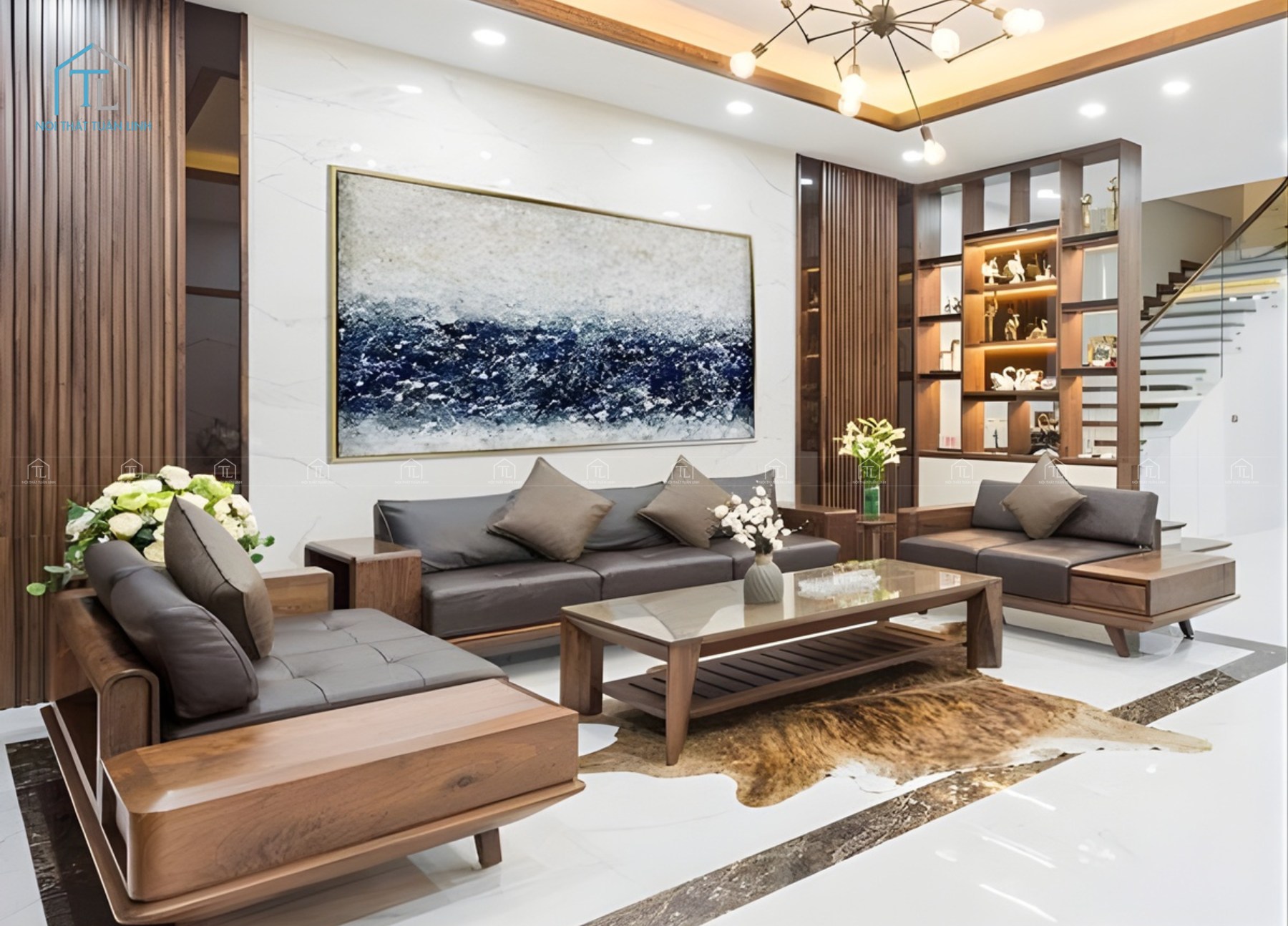 Phòng khách chung cư nội thất gỗ