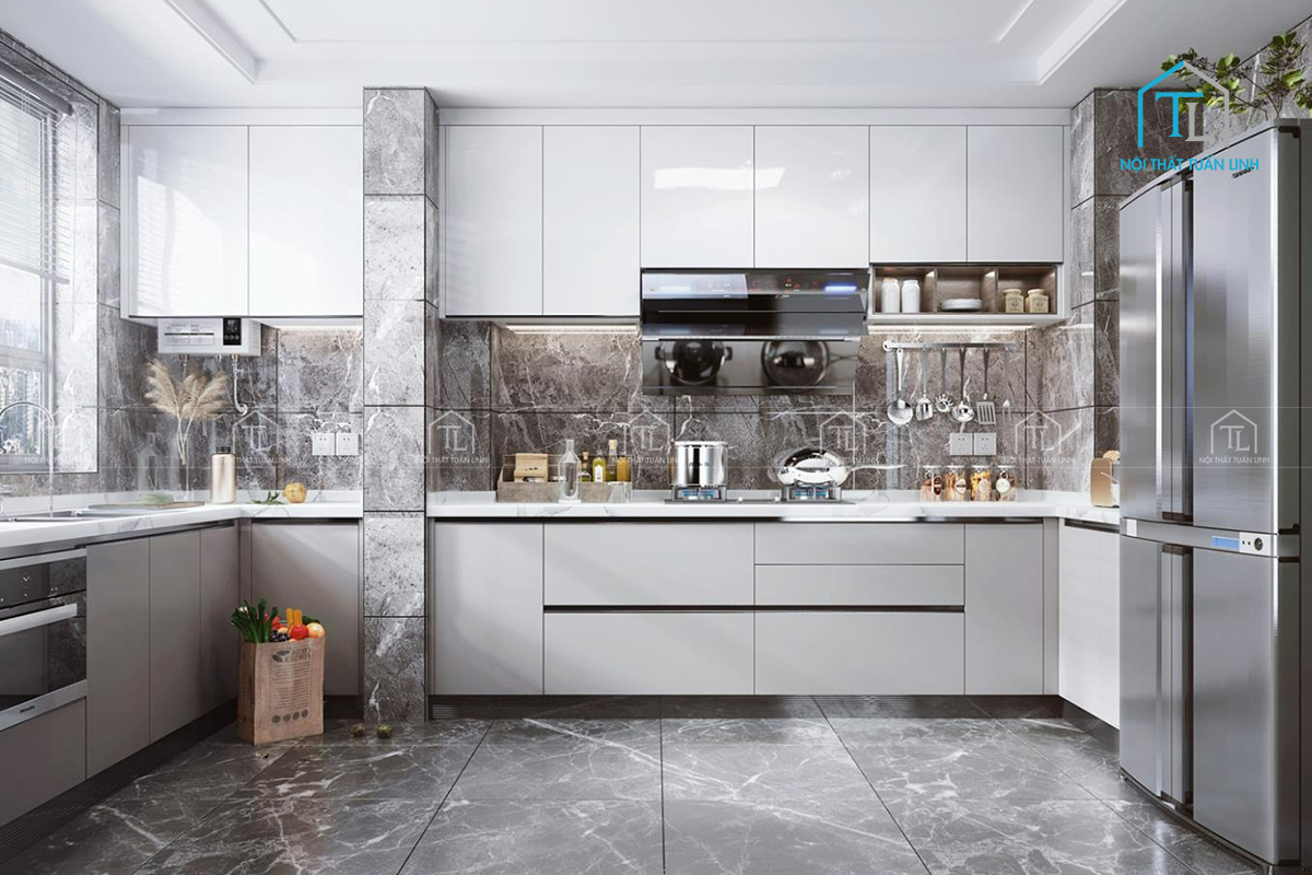 Minh hoạ kích thước bếp tiêu chuẩn ở một gia đình