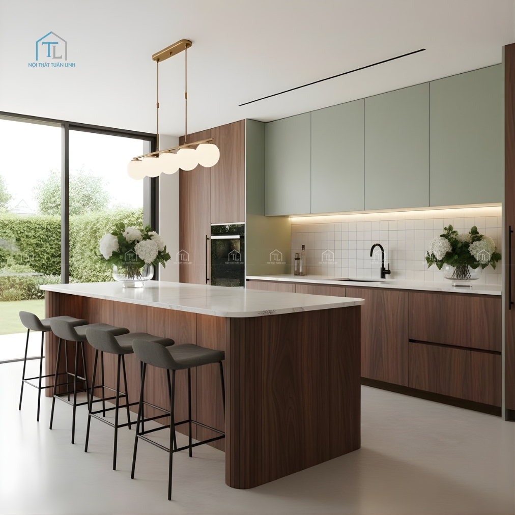 Tủ bếp kịch trần thiết kế hiện đại cho nhà bếp