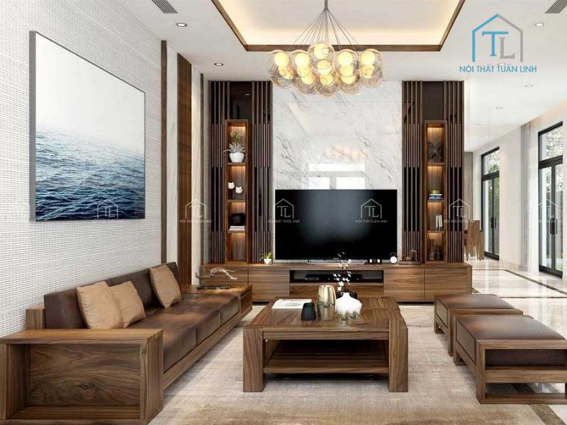 Gỗ tự nhiên cho phòng khách sang trọng