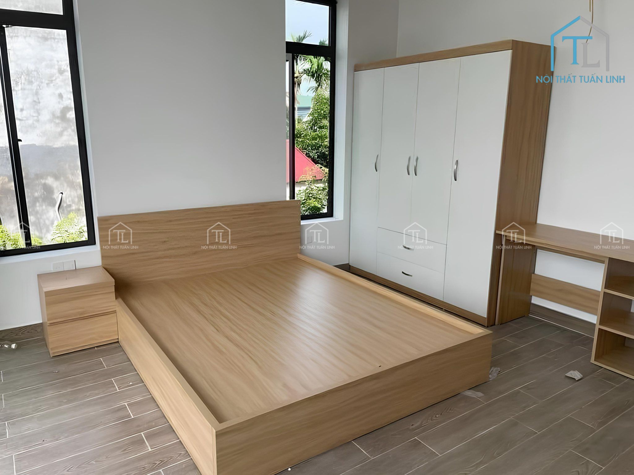 Uu điểm lớn của gỗ công nghiệp là khả năng đồng bộ trong thiết kế.