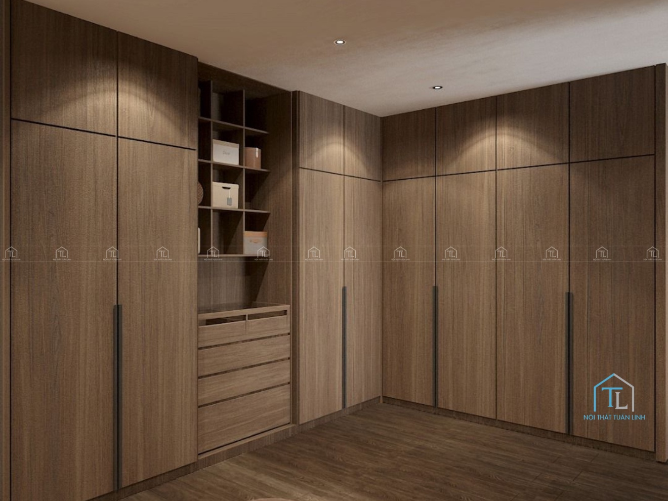 Tủ quần áo phòng ngủ hiện đại thiết kế tối giản