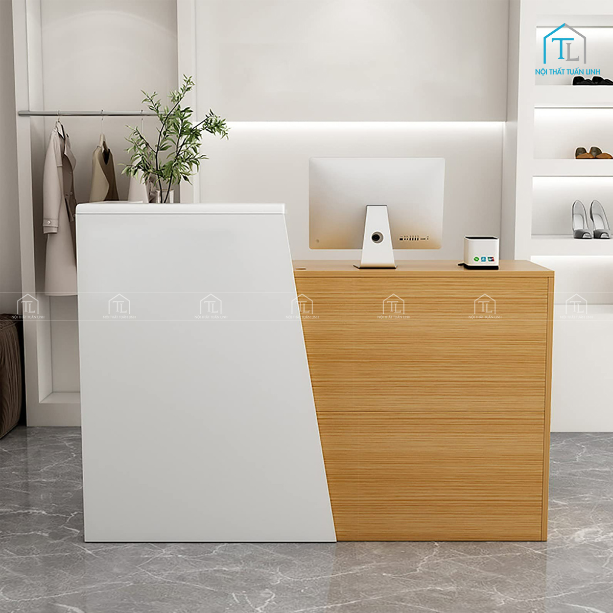 Quầy lễ tân giá tốt, thiết kế hiện đại và chuyên nghiệp cho văn phòng