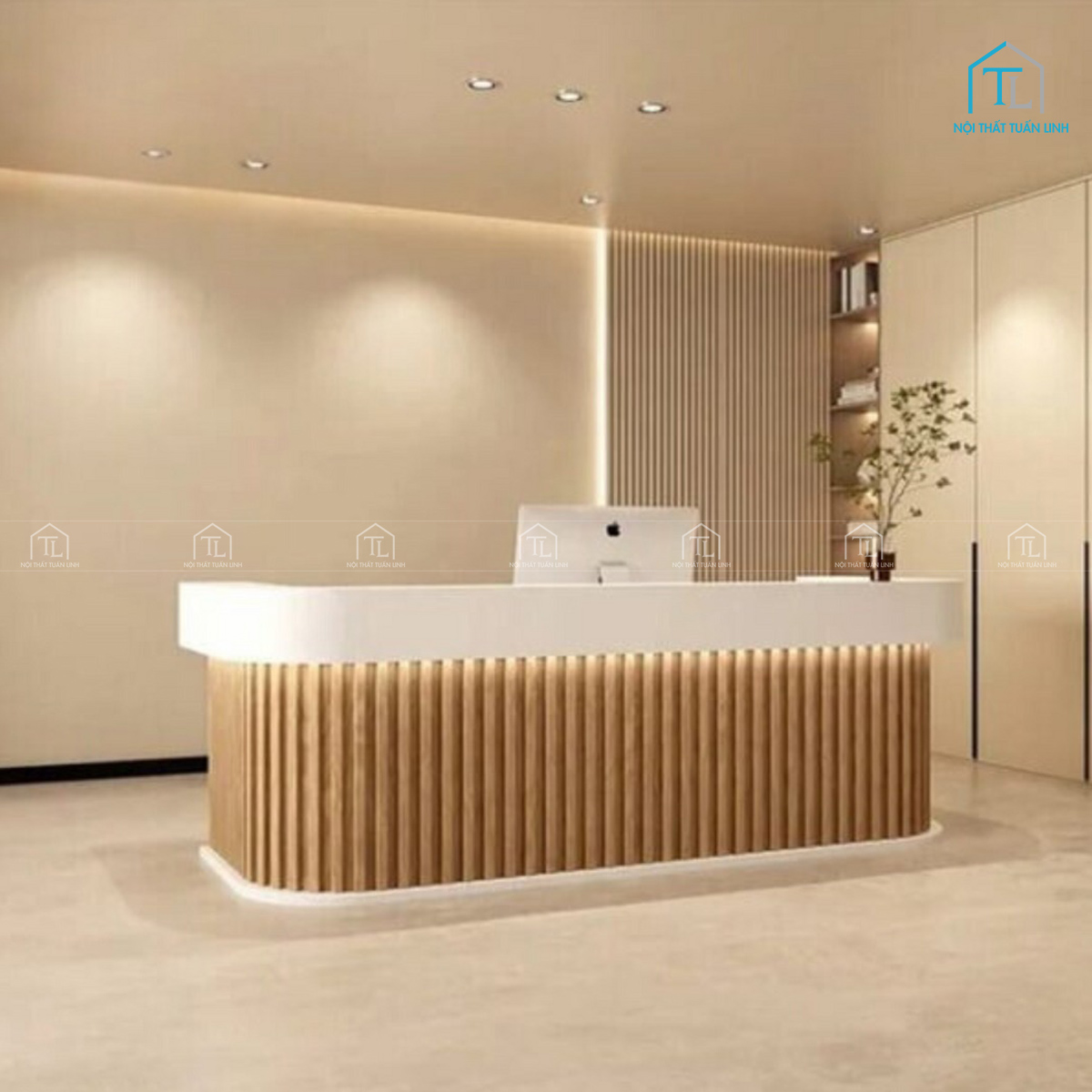 Quầy lễ tân thiết kế phong cách sang trọng, hiện đại và đẳng cấp