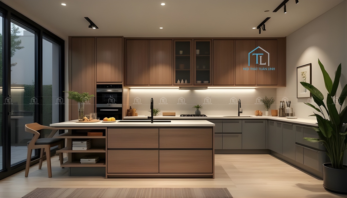 Mẫu tủ bếp kịch trần đẹp trong căn hộ chung cư