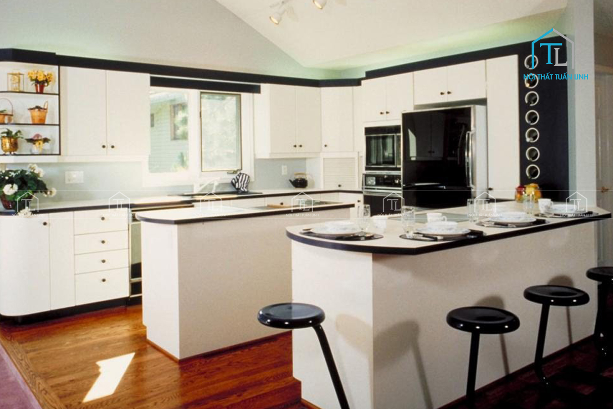 Thiết kế tủ bếp đẹp tone trắng