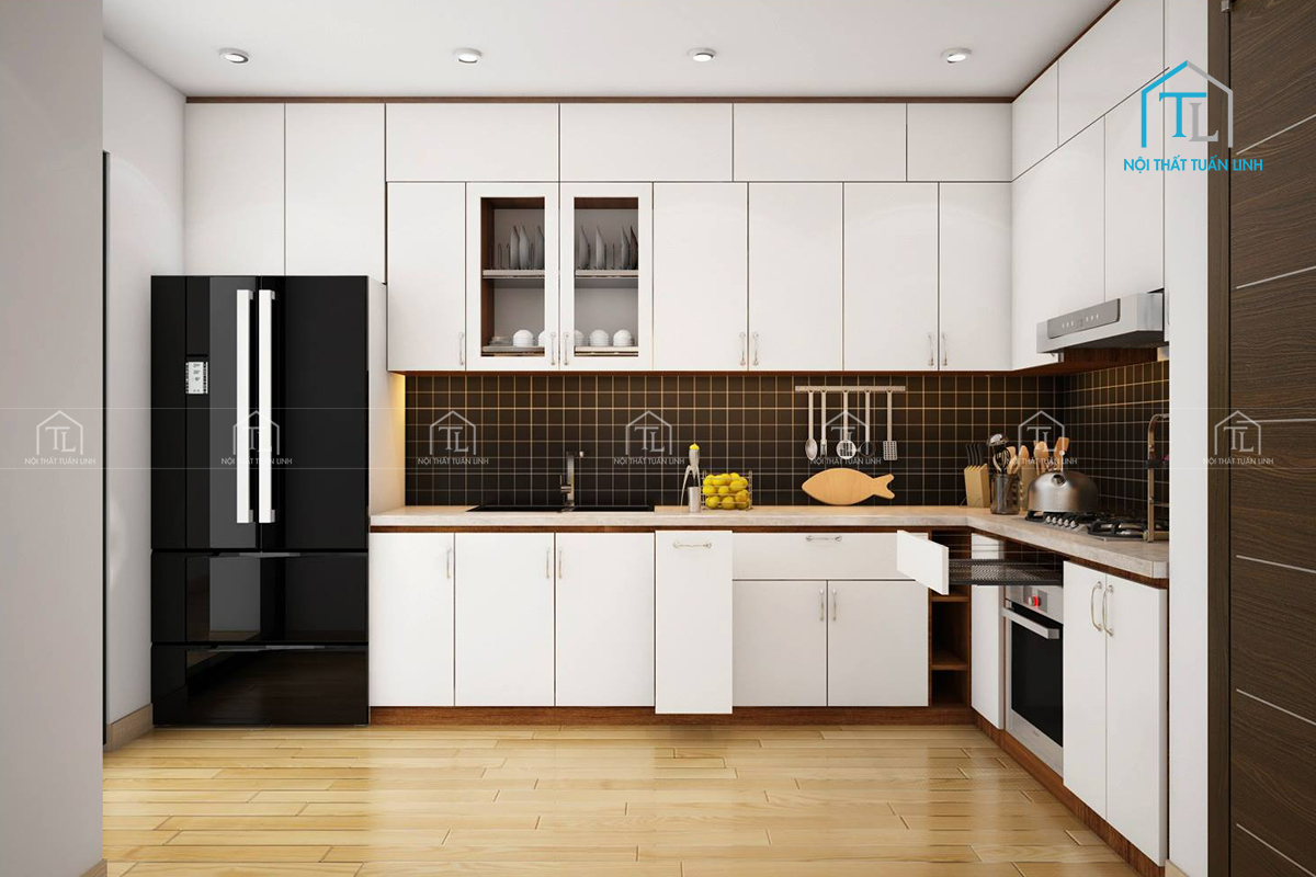 Mẫu tủ bếp thiết kế hình chữ L