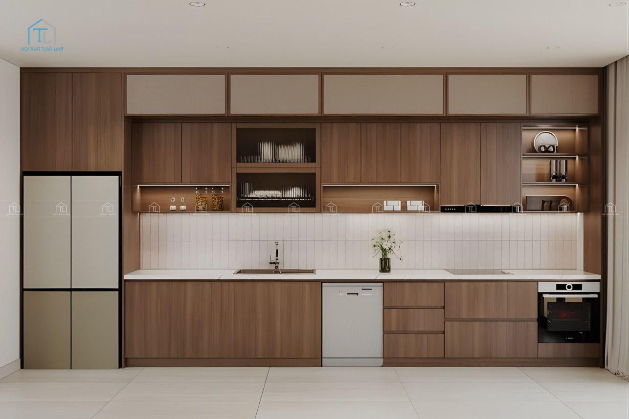 Nội thất nhà bếp với tủ bếp kịch trần