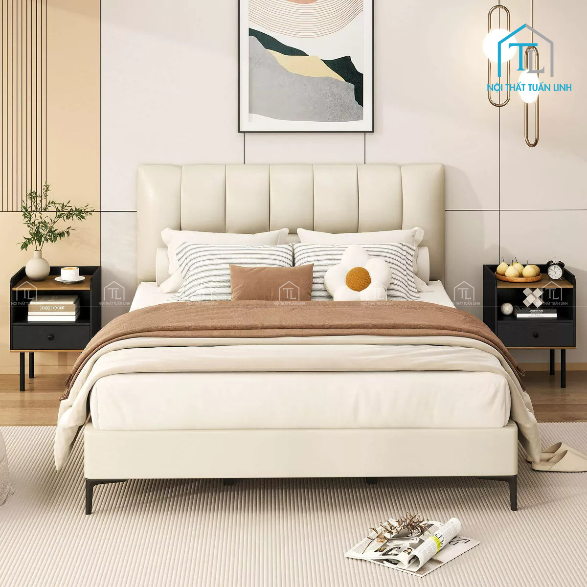 Tủ đầu giường MDF 1 ngăn kéo kệ mở hiện đại