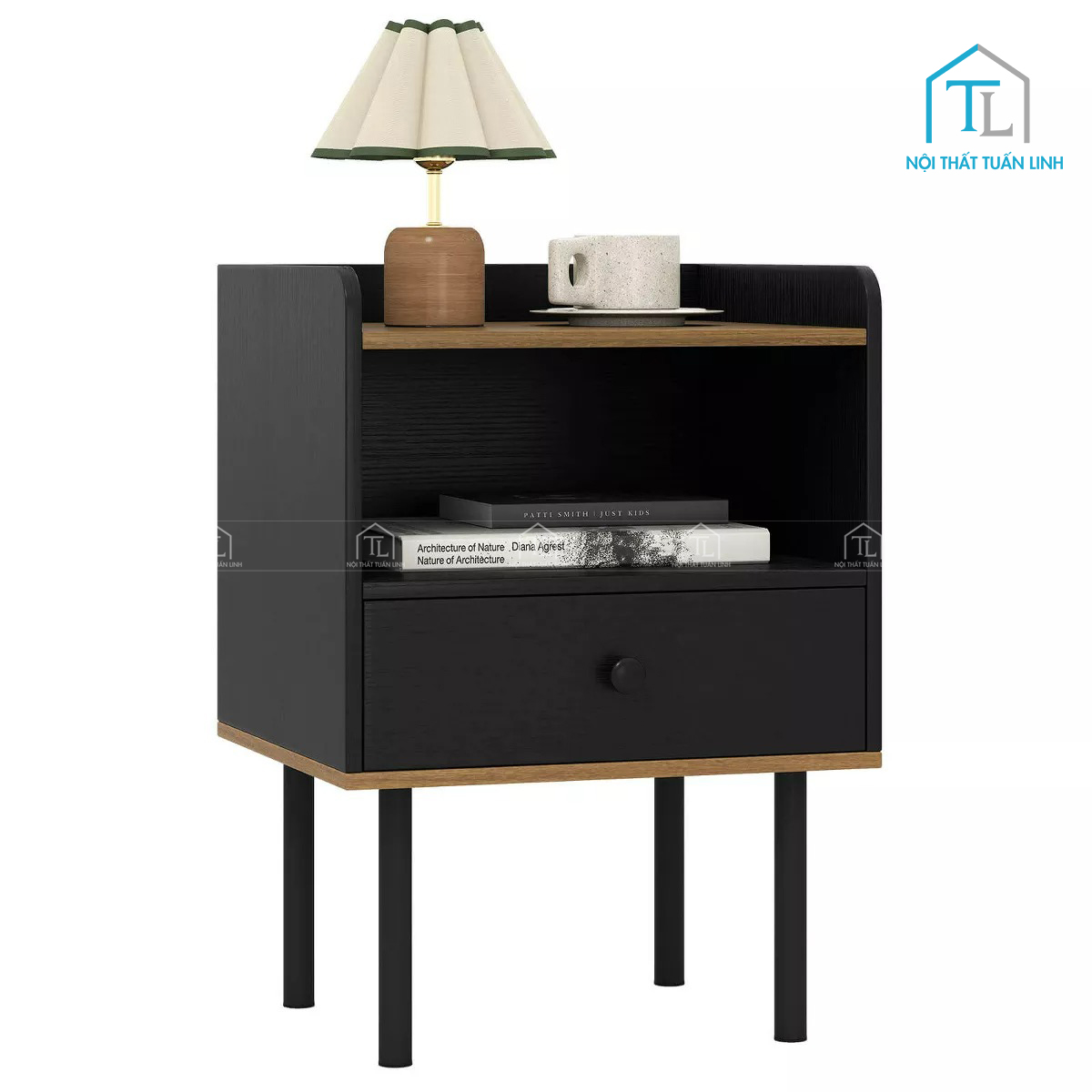Tủ đầu giường MDF 1 ngăn kéo kệ mở hiện đại
