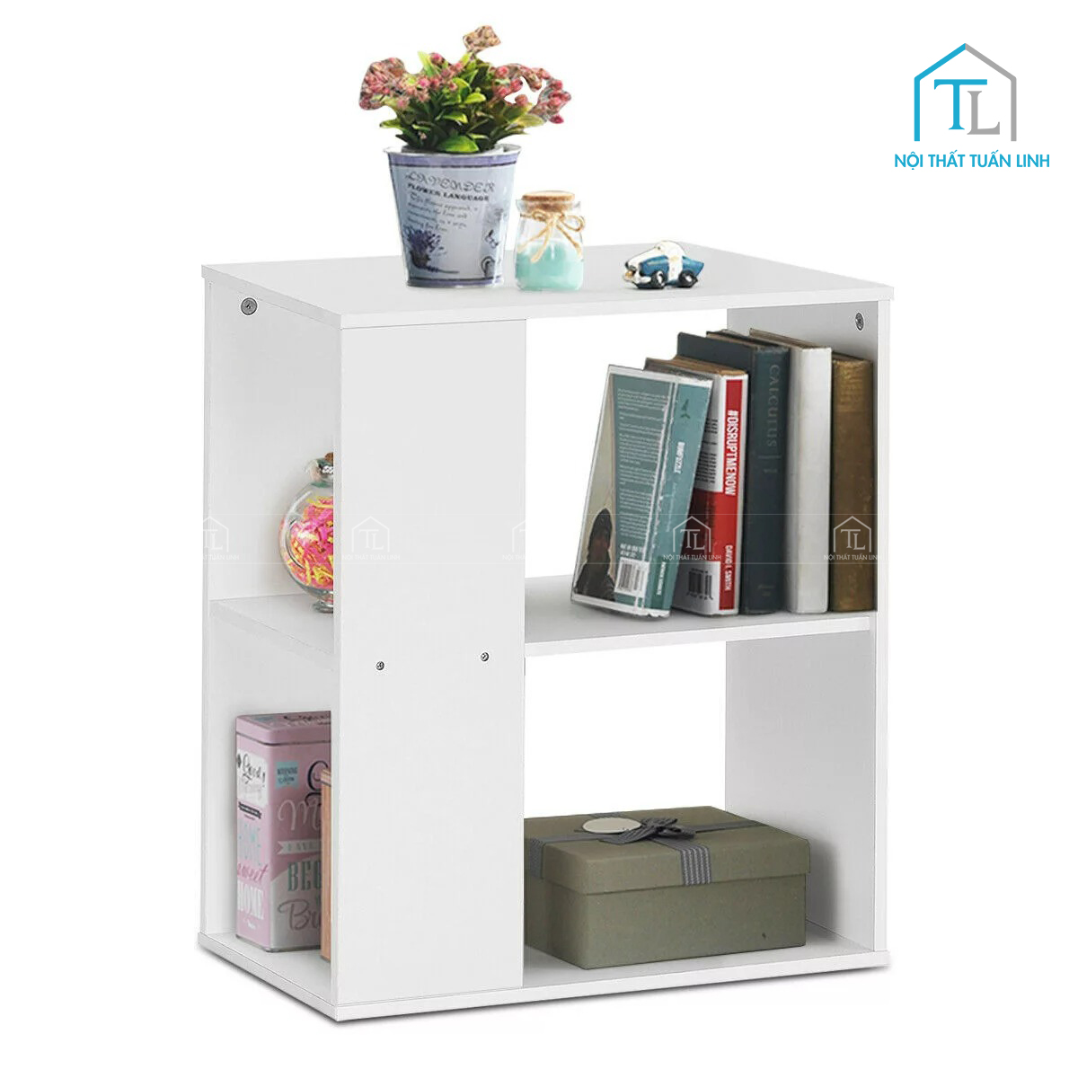 Tủ đầu giường MDF 2 tầng kệ mở thiết kế hiện đại