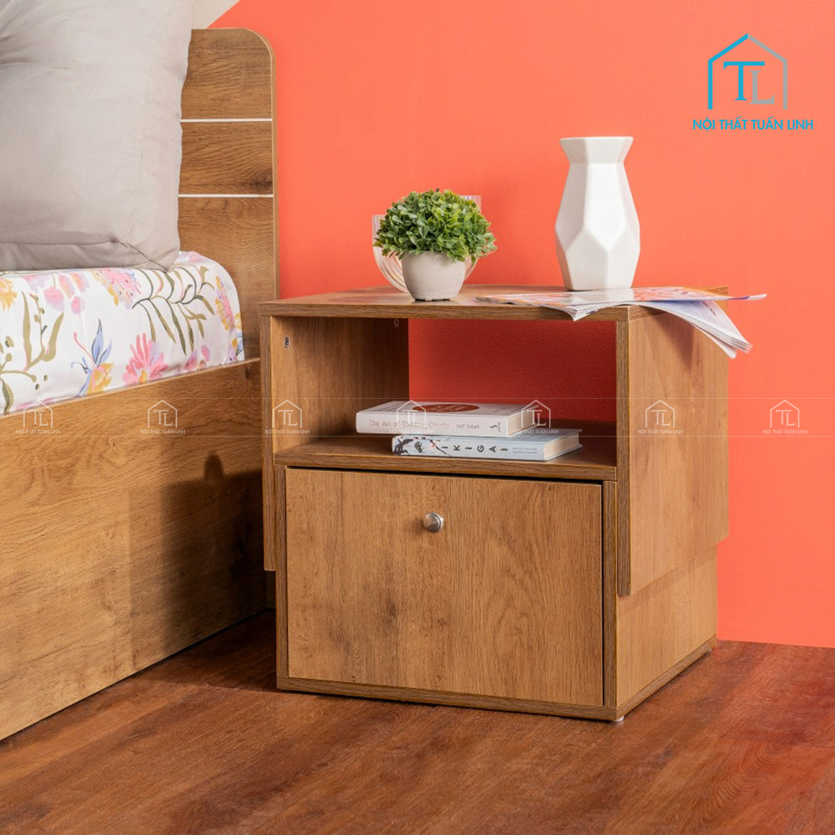 Tủ đầu giường MDF thiết kế hiện đại vân gỗ