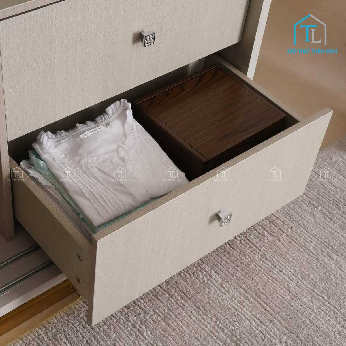 Tủ quần áo 2 cánh cửa lùa gỗ MDF màu xám cao cấp