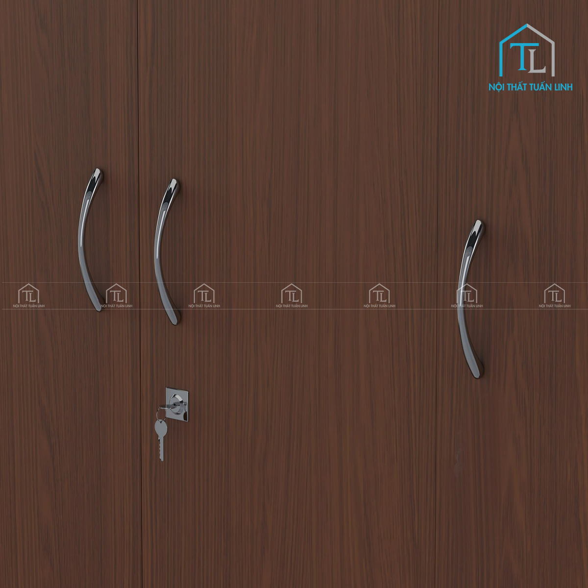 Tủ quần áo 4 cánh gỗ MDF phủ melamine màu nâu walnut