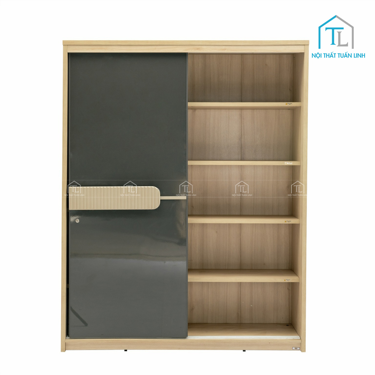 Tủ quần áo cửa lùa gỗ công nghiệp 2 cánh thiết kế hiện đại