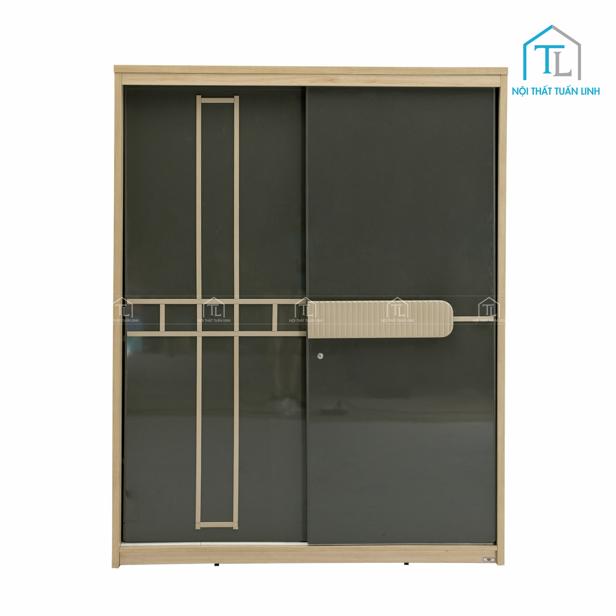 Tủ quần áo cửa lùa gỗ công nghiệp 2 cánh thiết kế hiện đại
