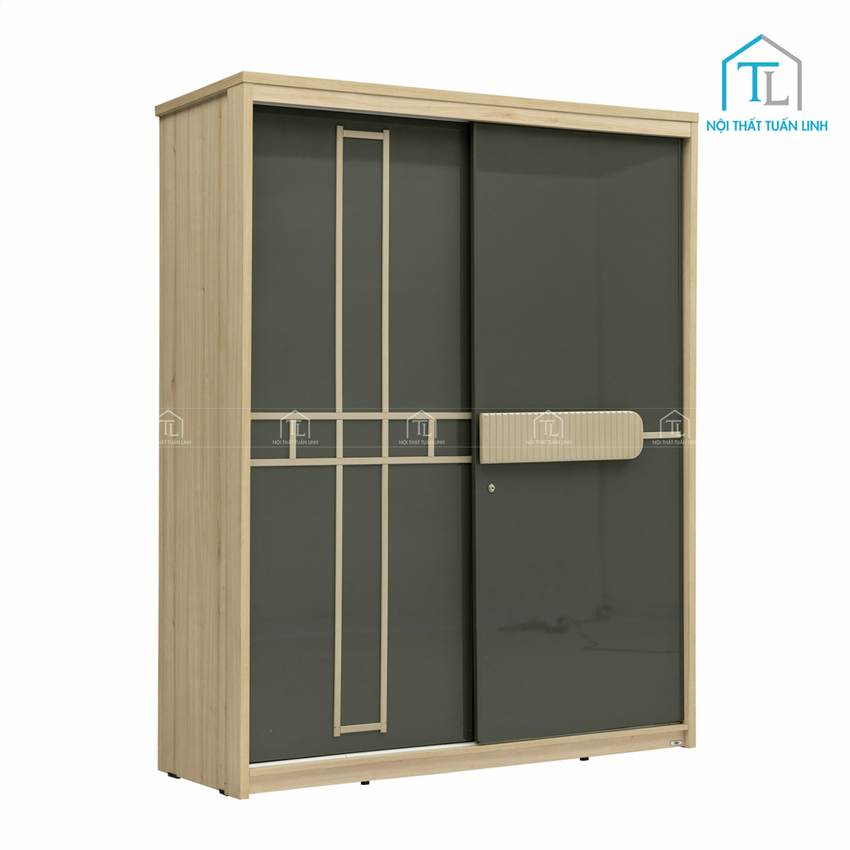 Tủ quần áo cửa lùa gỗ công nghiệp 2 cánh thiết kế hiện đại