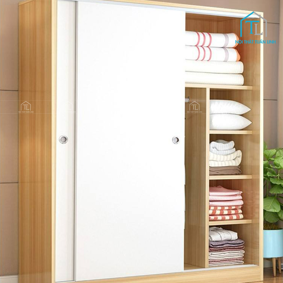 Tủ quần áo cửa lùa gỗ công nghiệp tiện nghi giá tốt