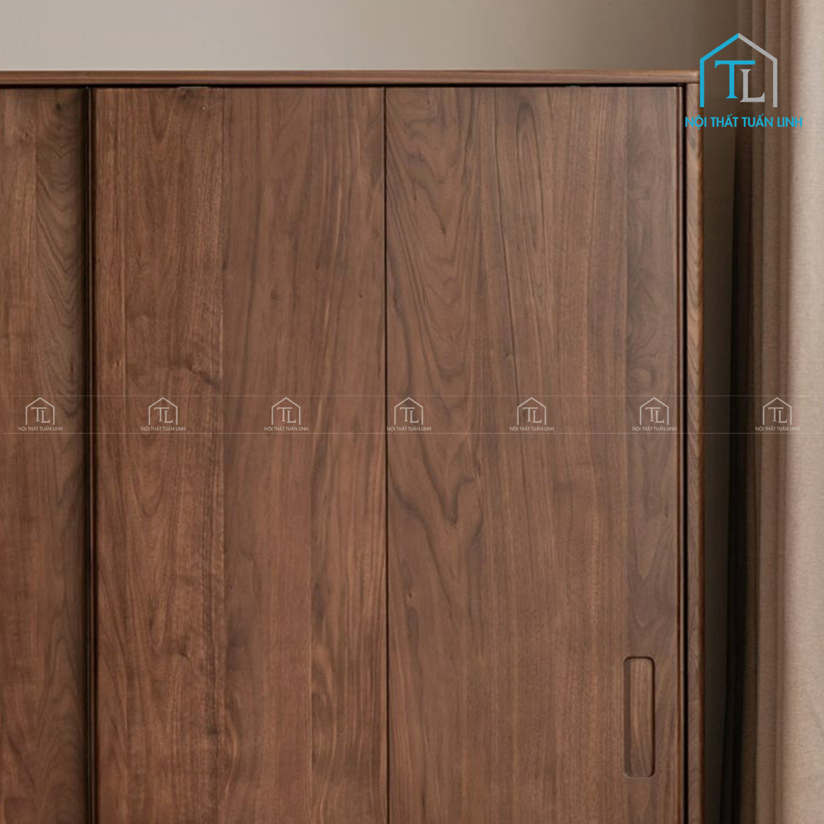 Tủ quần áo gỗ óc chó cửa lùa thiết kế hiện đại cao cấp